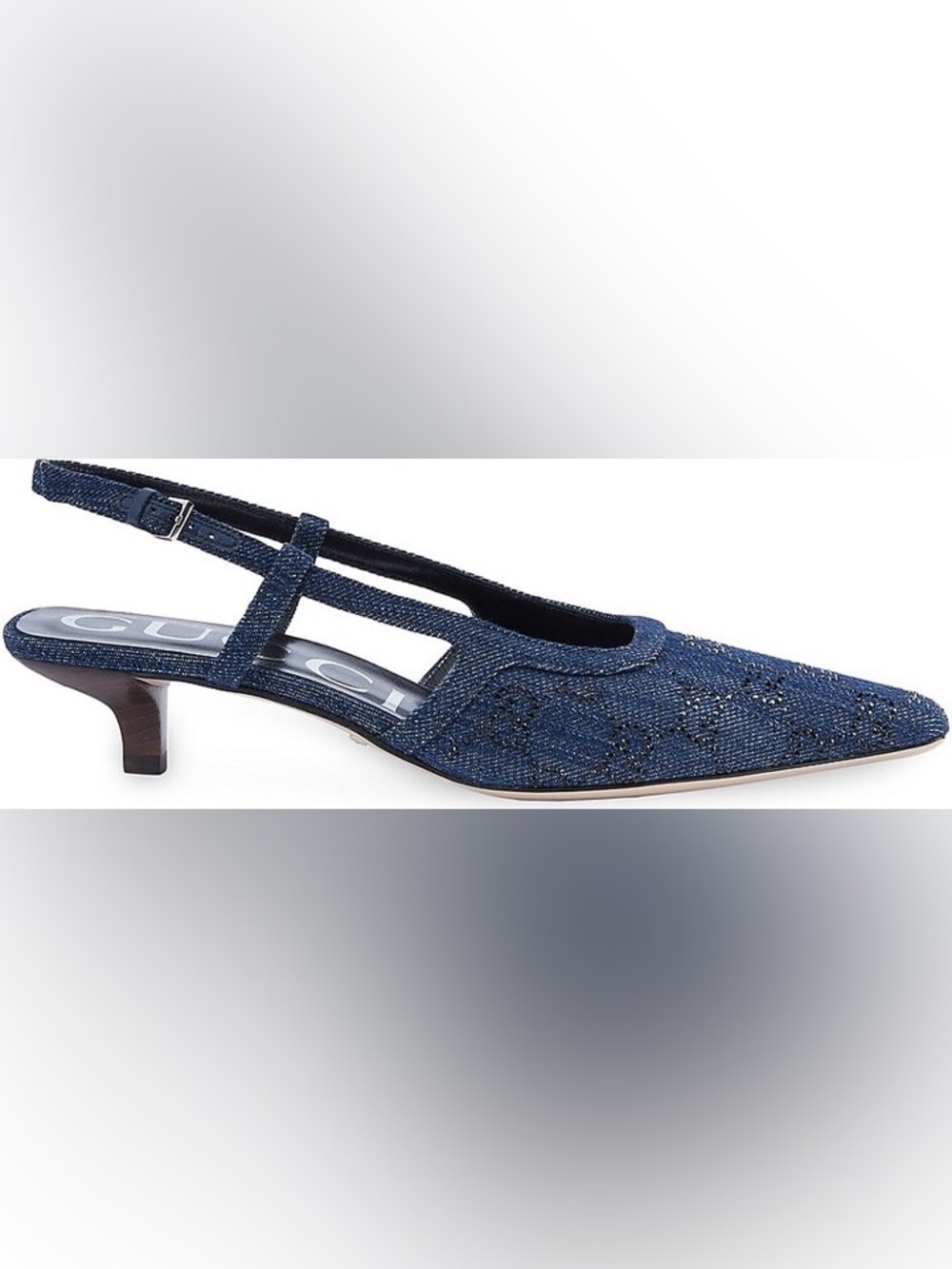 Gucci 35MM GG Monogram Denim Slingback Pumps - Midnight - 36.5
